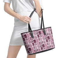 Vintage Aloha Block Quilt Leather Tote Bag Pink Inspired Lei Motifs LT9 - Polynesian Pride