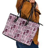 Vintage Aloha Block Quilt Leather Tote Bag Pink Inspired Lei Motifs LT9 - Polynesian Pride