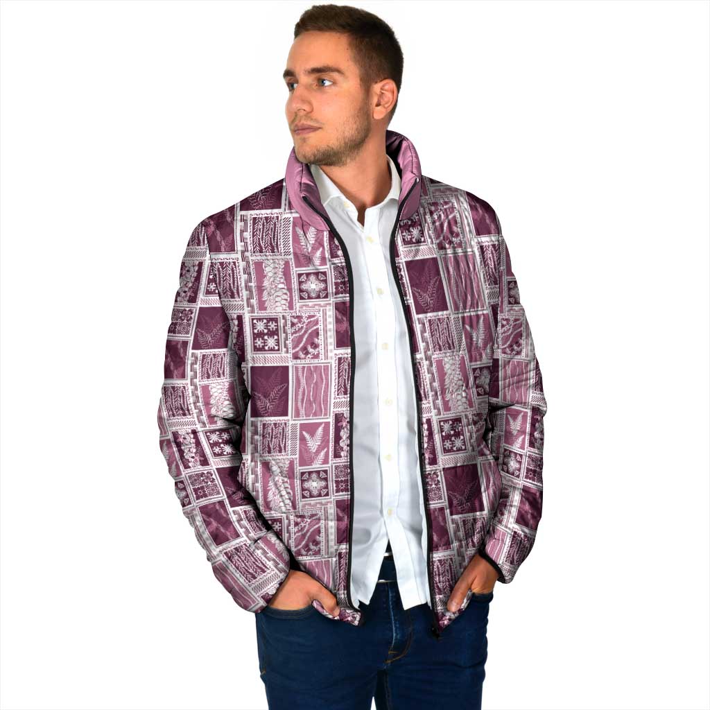Vintage Aloha Block Quilt Padded Jacket Pink Inspired Lei Motifs - Polynesian Pride