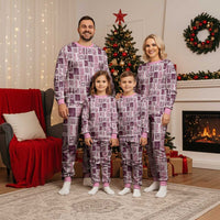 Vintage Aloha Block Quilt Christmas Pajama Set Pink Inspired Lei Motifs - Polynesian Pride