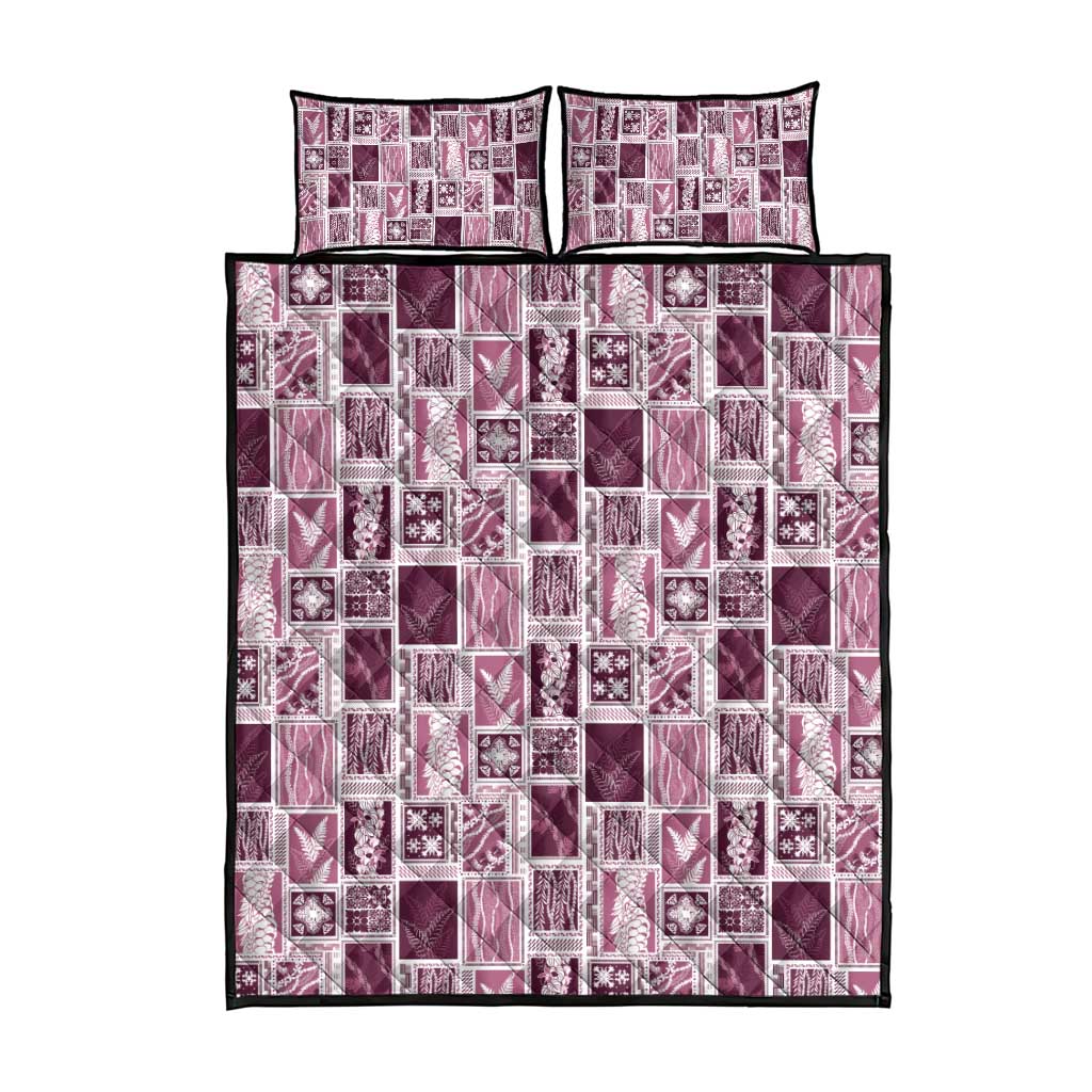 Vintage Aloha Block Quilt Quilt Bed Set Pink Inspired Lei Motifs - Polynesian Pride