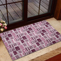 Vintage Aloha Block Quilt Rubber Doormat Pink Inspired Lei Motifs - Polynesian Pride