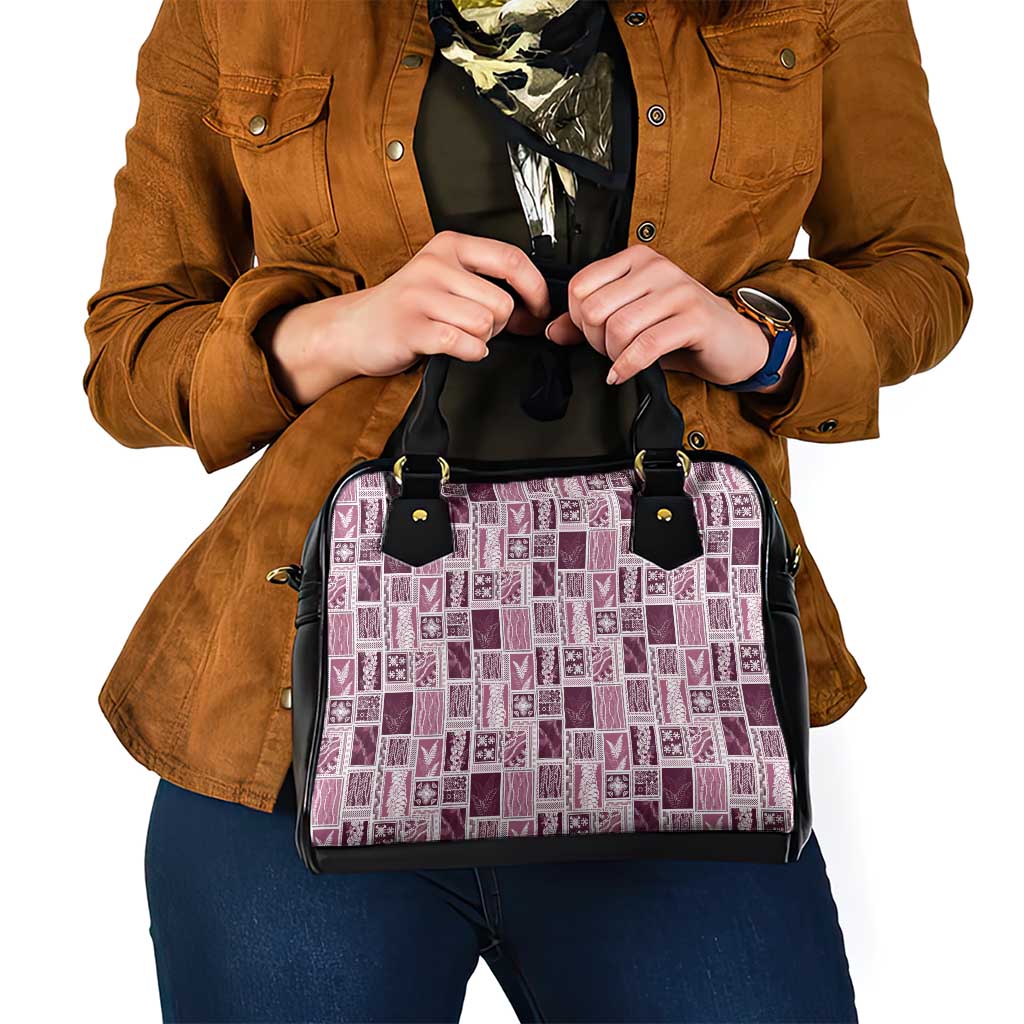 Vintage Aloha Block Quilt Shoulder Handbag Pink Inspired Lei Motifs LT9 - Polynesian Pride