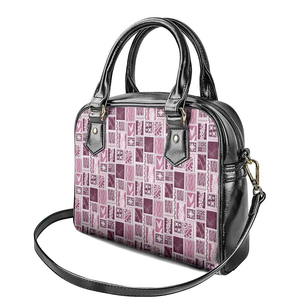 Vintage Aloha Block Quilt Shoulder Handbag Pink Inspired Lei Motifs LT9 - Polynesian Pride