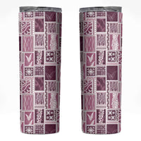 Vintage Aloha Block Quilt Skinny Tumbler Pink Inspired Lei Motifs LT9 Pink - Polynesian Pride