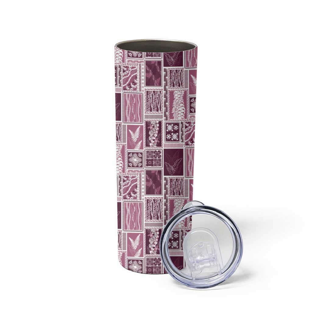 Vintage Aloha Block Quilt Skinny Tumbler Pink Inspired Lei Motifs LT9 - Polynesian Pride