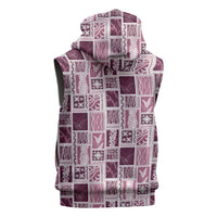 Vintage Aloha Block Quilt Sleeveless Hoodie Pink Inspired Lei Motifs - Polynesian Pride