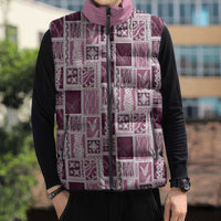 Vintage Aloha Block Quilt Sleeveless Puffer Jacket Pink Inspired Lei Motifs - Polynesian Pride