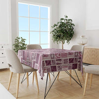 Vintage Aloha Block Quilt Tablecloth Pink Inspired Lei Motifs - Polynesian Pride