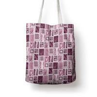 Vintage Aloha Block Quilt Tote Bag Pink Inspired Lei Motifs - Polynesian Pride