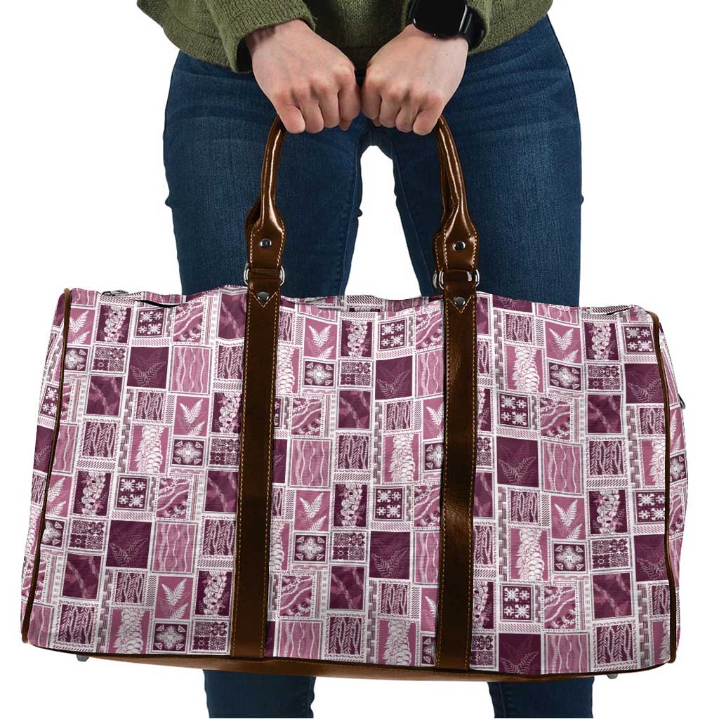 Vintage Aloha Block Quilt Travel Bag Pink Inspired Lei Motifs LT9 Pink - Polynesian Pride