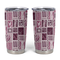 Vintage Aloha Block Quilt Tumbler Cup Pink Inspired Lei Motifs - Polynesian Pride