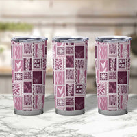 Vintage Aloha Block Quilt Tumbler Cup Pink Inspired Lei Motifs - Polynesian Pride