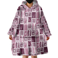 Vintage Aloha Block Quilt Wearable Blanket Hoodie Pink Inspired Lei Motifs LT9 - Polynesian Pride
