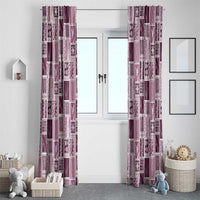 Vintage Aloha Block Quilt Window Curtain Pink Inspired Lei Motifs - Polynesian Pride
