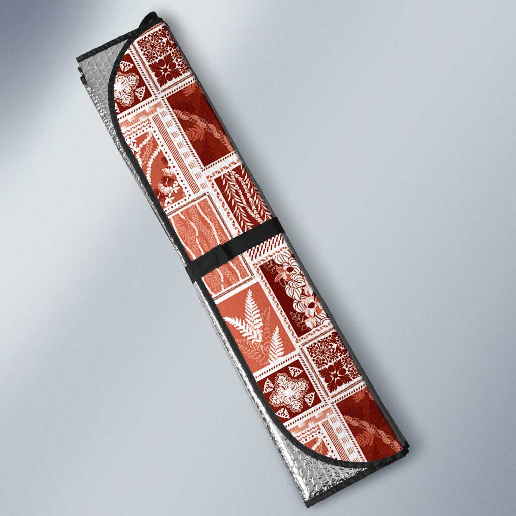 Vintage Aloha Block Quilt Auto Sun Shade Red Inspired Lei Motifs LT9 - Polynesian Pride