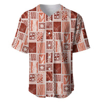 Vintage Aloha Block Quilt Baseball Jersey Red Inspired Lei Motifs - Polynesian Pride