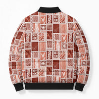 Vintage Aloha Block Quilt Bomber Puffer Jacket Red Inspired Lei Motifs LT9 - Polynesian Pride