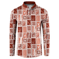 Vintage Aloha Block Quilt Button Sweatshirt Red Inspired Lei Motifs LT9 Red - Polynesian Pride