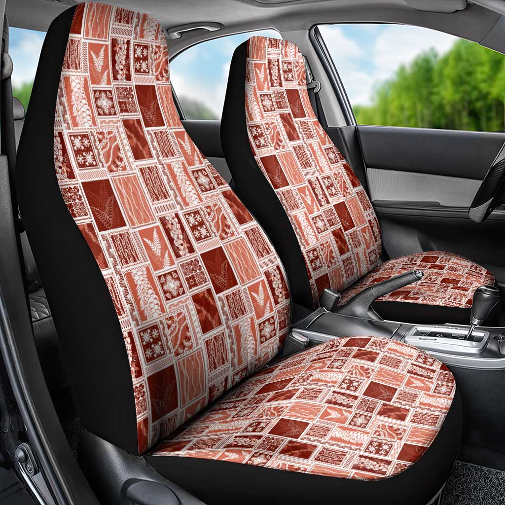 Vintage Aloha Block Quilt Car Seat Cover Red Inspired Lei Motifs LT9 - Polynesian Pride