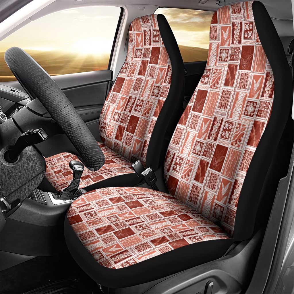 Vintage Aloha Block Quilt Car Seat Cover Red Inspired Lei Motifs LT9 - Polynesian Pride