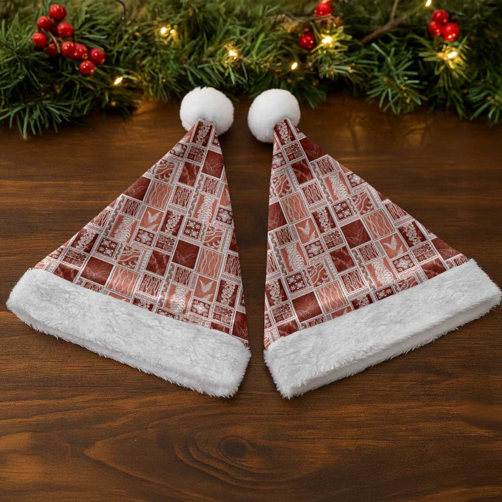 Vintage Aloha Block Quilt Christmas Santa Hat Red Inspired Lei Motifs - Polynesian Pride