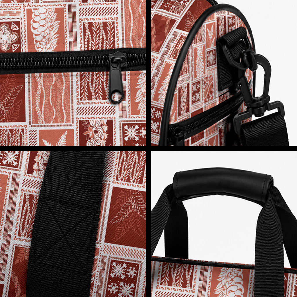 Vintage Aloha Block Quilt Duffle Bag Red Inspired Lei Motifs LT9 - Polynesian Pride