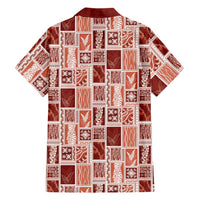 Vintage Aloha Block Quilt Family Matching Off Shoulder Maxi Dress and Hawaiian Shirt Red Inspired Lei Motifs LT9 - Polynesian Pride