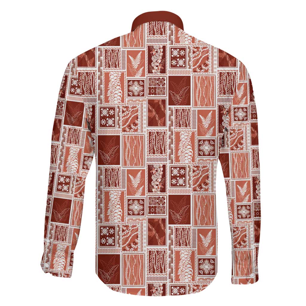 Vintage Aloha Block Quilt Family Matching Off Shoulder Short Dress and Hawaiian Shirt Red Inspired Lei Motifs LT9 - Polynesian Pride