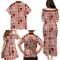 Vintage Aloha Block Quilt Family Matching Puletasi and Hawaiian Shirt Red Inspired Lei Motifs LT9 - Polynesian Pride