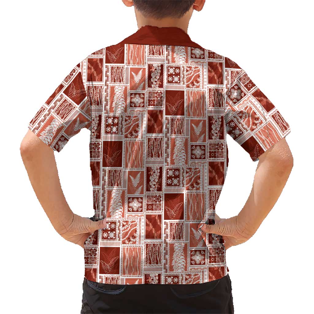 Vintage Aloha Block Quilt Family Matching Summer Maxi Dress and Hawaiian Shirt Red Inspired Lei Motifs LT9 - Polynesian Pride