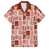 Vintage Aloha Block Quilt Family Matching Summer Maxi Dress and Hawaiian Shirt Red Inspired Lei Motifs LT9 Dad's Shirt - Short Sleeve Red - Polynesian Pride