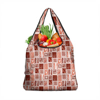 Vintage Aloha Block Quilt Grocery Bag Red Inspired Lei Motifs LT9 1-pack One Size Red - Polynesian Pride