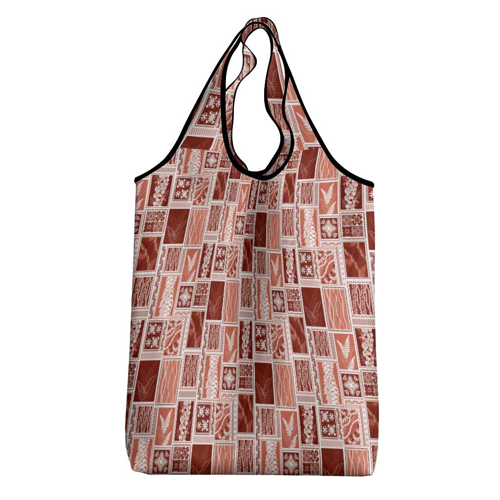 Vintage Aloha Block Quilt Grocery Bag Red Inspired Lei Motifs LT9 - Polynesian Pride