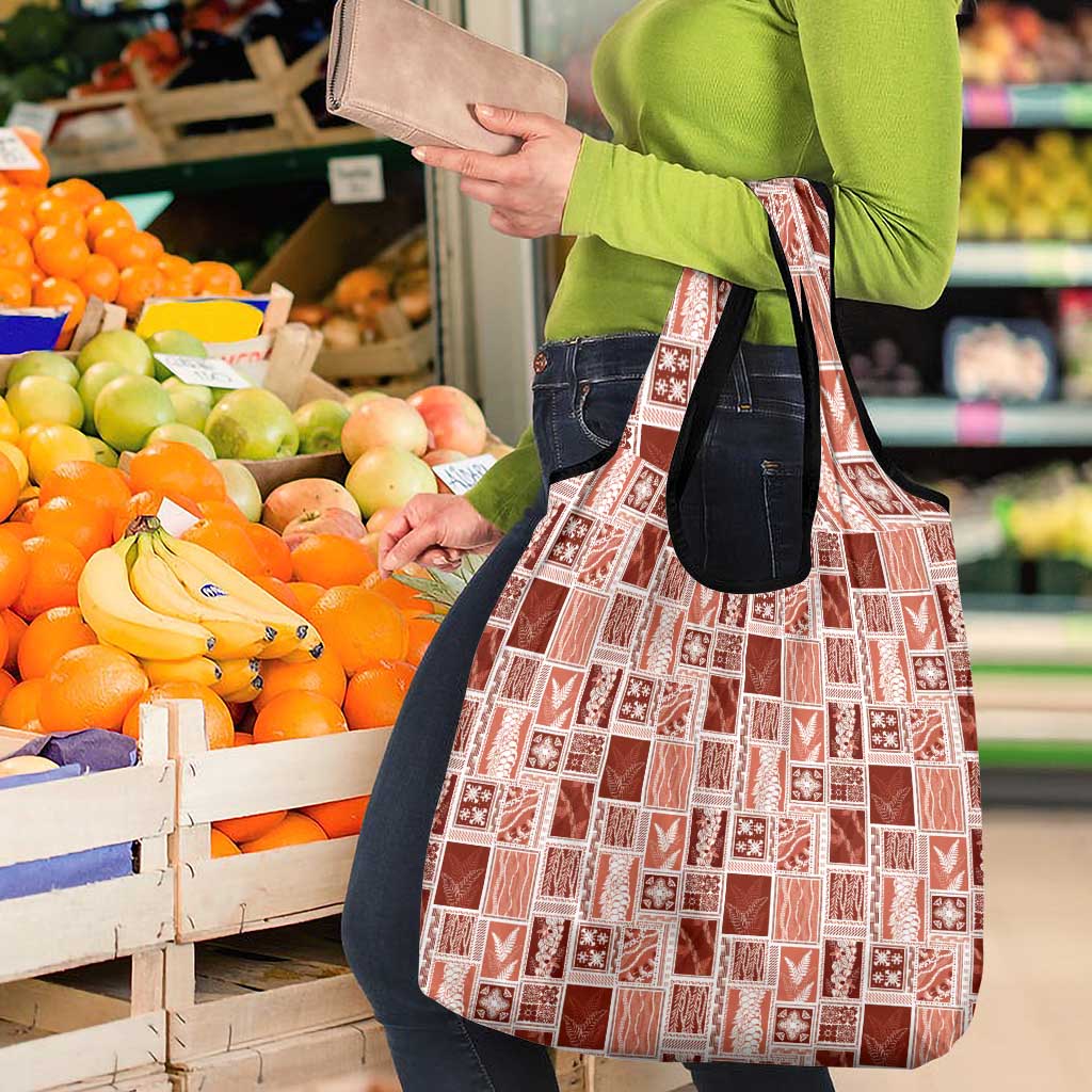 Vintage Aloha Block Quilt Grocery Bag Red Inspired Lei Motifs LT9 - Polynesian Pride