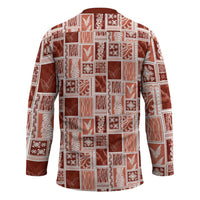 Vintage Aloha Block Quilt Hockey Jersey Red Inspired Lei Motifs LT9 - Polynesian Pride