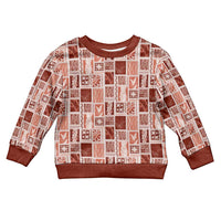 Vintage Aloha Block Quilt Kid Ugly Christmas Sweater Red Inspired Lei Motifs LT9 Kid Red - Polynesian Pride
