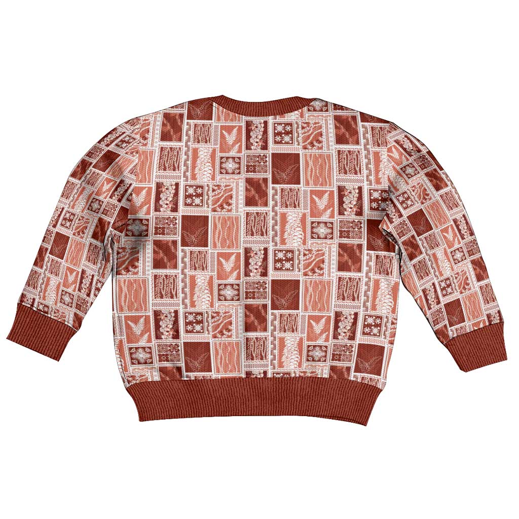 Vintage Aloha Block Quilt Kid Ugly Christmas Sweater Red Inspired Lei Motifs LT9 - Polynesian Pride