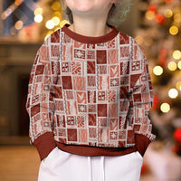 Vintage Aloha Block Quilt Kid Ugly Christmas Sweater Red Inspired Lei Motifs LT9 - Polynesian Pride