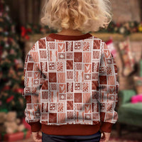 Vintage Aloha Block Quilt Kid Ugly Christmas Sweater Red Inspired Lei Motifs LT9 - Polynesian Pride
