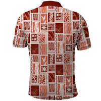 Vintage Aloha Block Quilt Polo Shirt Red Inspired Lei Motifs - Polynesian Pride