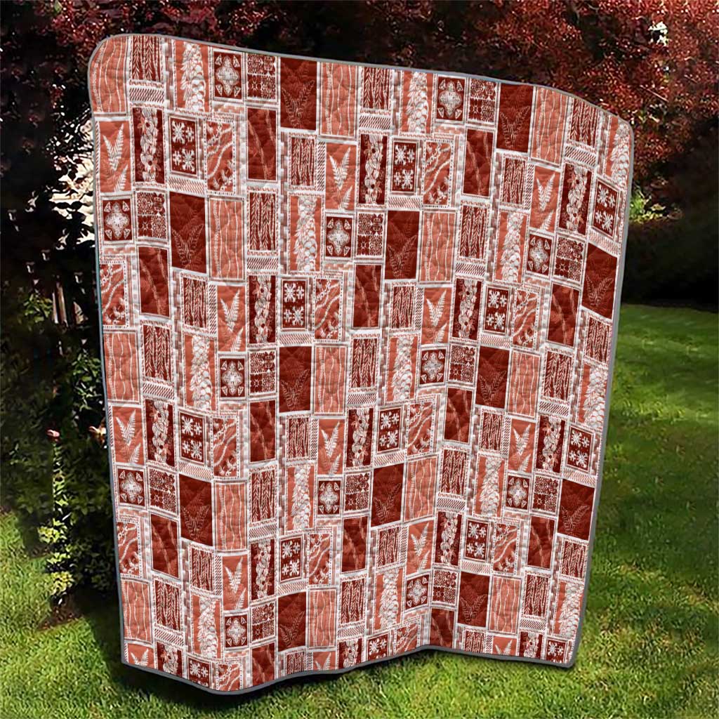 Vintage Aloha Block Quilt Quilt Red Inspired Lei Motifs - Polynesian Pride