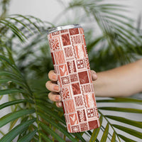 Vintage Aloha Block Quilt Skinny Tumbler Red Inspired Lei Motifs LT9 - Polynesian Pride