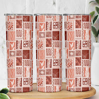 Vintage Aloha Block Quilt Skinny Tumbler Red Inspired Lei Motifs LT9 - Polynesian Pride