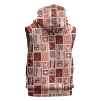 Vintage Aloha Block Quilt Sleeveless Hoodie Red Inspired Lei Motifs - Polynesian Pride