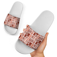Vintage Aloha Block Quilt Slide Sandals Red Inspired Lei Motifs - Polynesian Pride