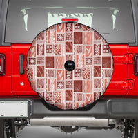 Vintage Aloha Block Quilt Spare Tire Cover Red Inspired Lei Motifs - Polynesian Pride