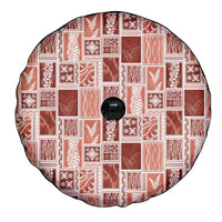 Vintage Aloha Block Quilt Spare Tire Cover Red Inspired Lei Motifs - Polynesian Pride
