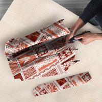 Vintage Aloha Block Quilt Umbrella Red Inspired Lei Motifs - Polynesian Pride