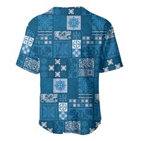 Vintage Hawaiian Quilting Patterns Baseball Jersey Blue Style Tribal Fabric Patchwork - Polynesian Pride